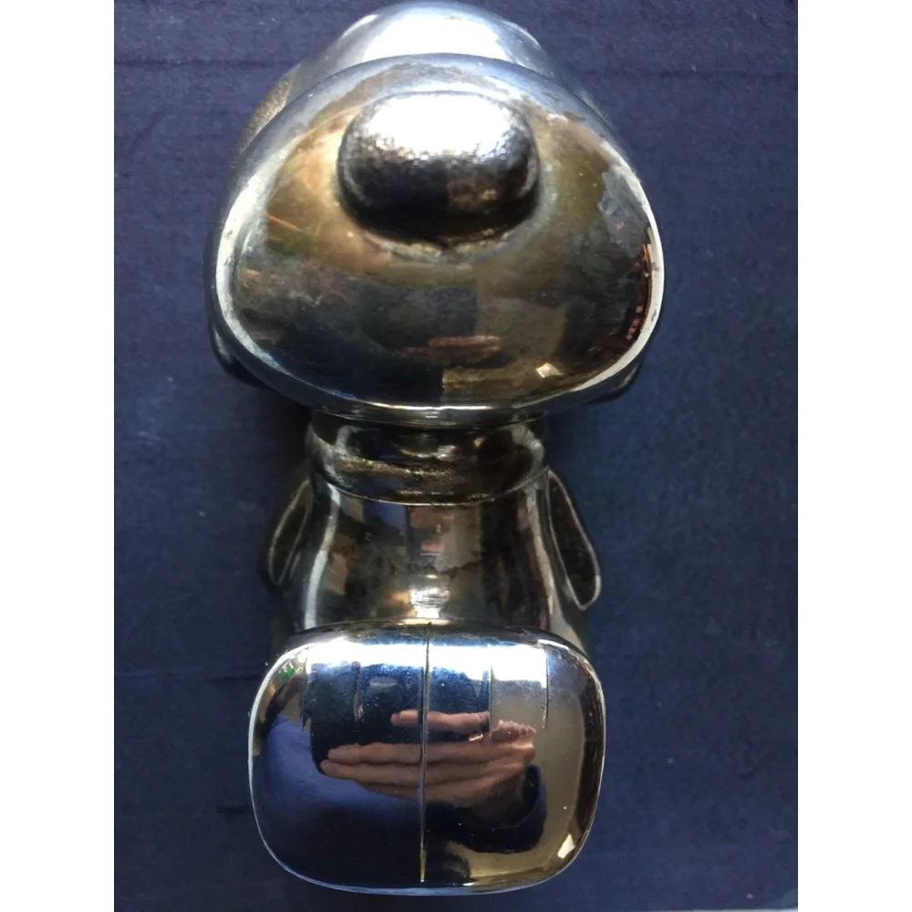 VINTAGE PEANUTS SNOOPY Silver Plated Bank, With Bottom Metal Plug